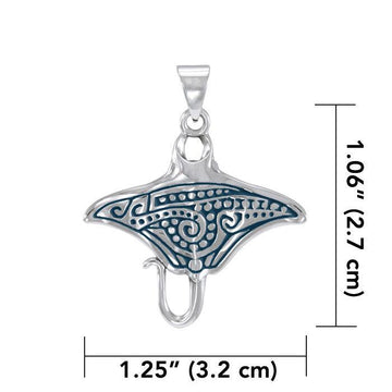 Manta Ray Aboriginal Sterling Silver Pendant TPD4878 - Jewelry